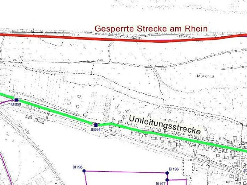 Detour Rhine cycle path 02/2023