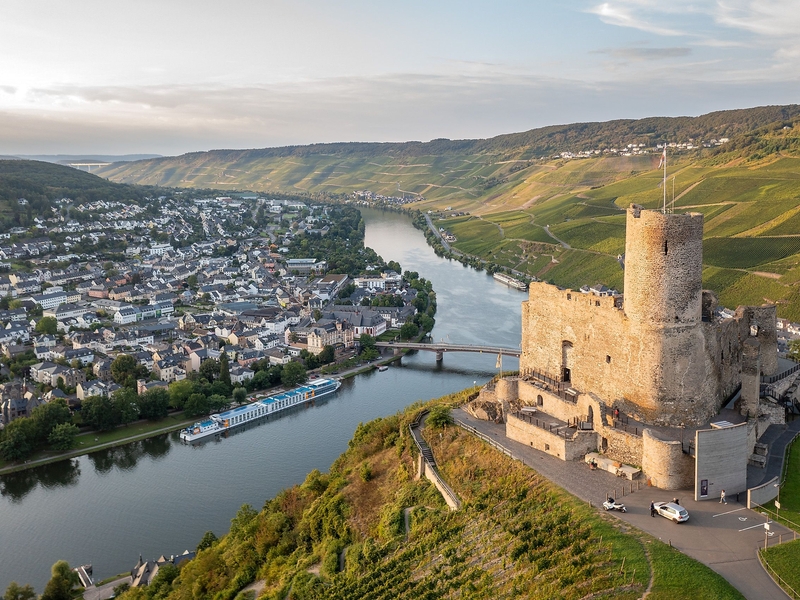 View of Landshut Castle and the Mosel River near Bernkastel-Kues